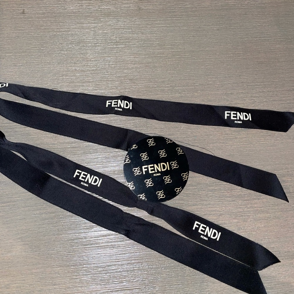 Fendi ribbons and magnetic bag tag